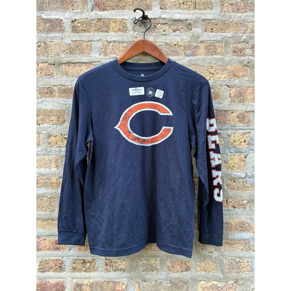NFL‎ Team Apparel Chicago Bears NFL Navy Long Sleeve Boys Shirt XL (14) Licensed